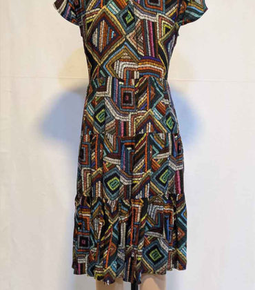 Geometric Print Front Placket Dress - Image 2