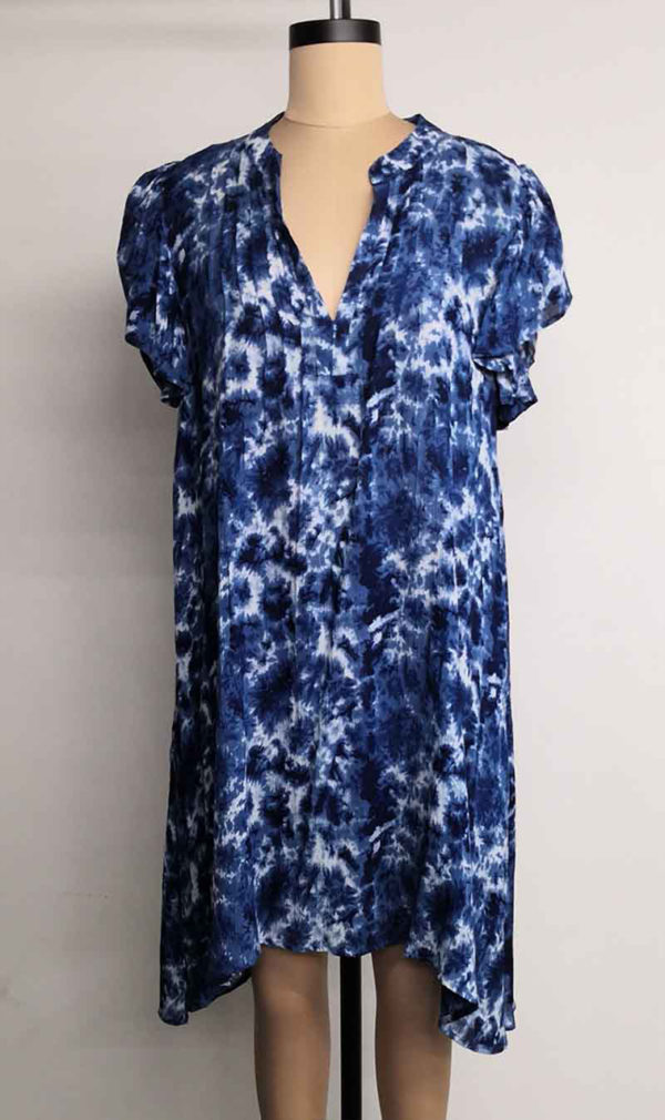 Short Dress with Tie & Dye Print