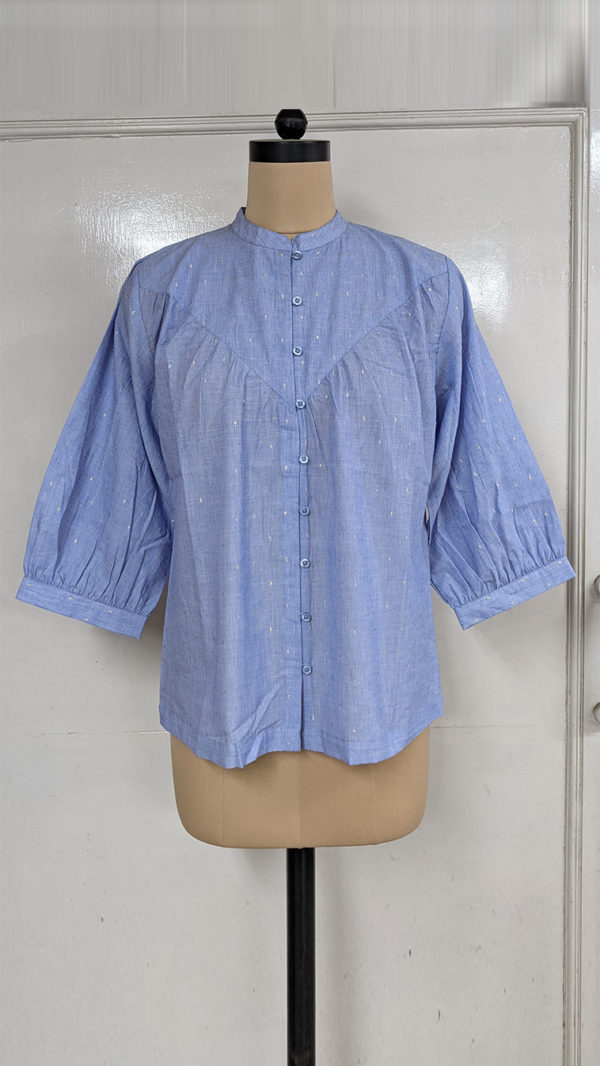 Band Collar Chambray Shirt