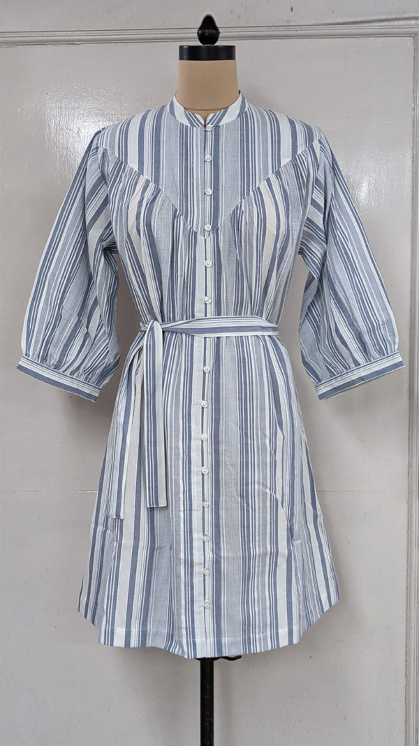 Band Collar Shirt Dress