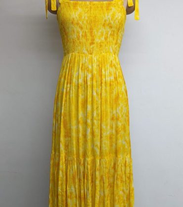 Shoulder Knot Dress with Tie Dye Print
