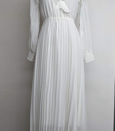 Ruffle Neck Pleated Dress